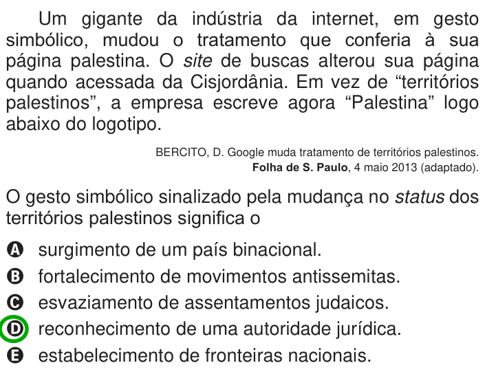 Questão 21 no caderno Azul do ENEM 2013