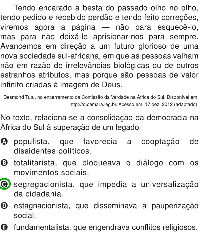 Questão 31 no caderno Azul do ENEM 2013