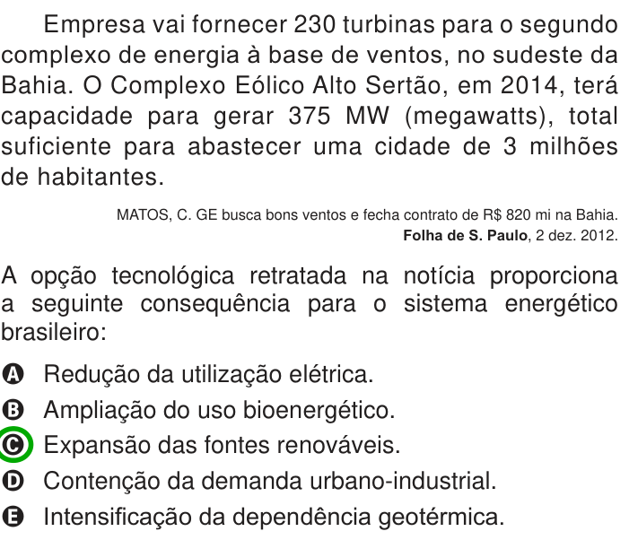 Questão 43 no caderno Azul do ENEM 2013