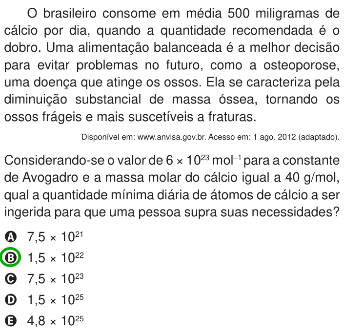 Questão 47 no caderno Azul do ENEM 2013