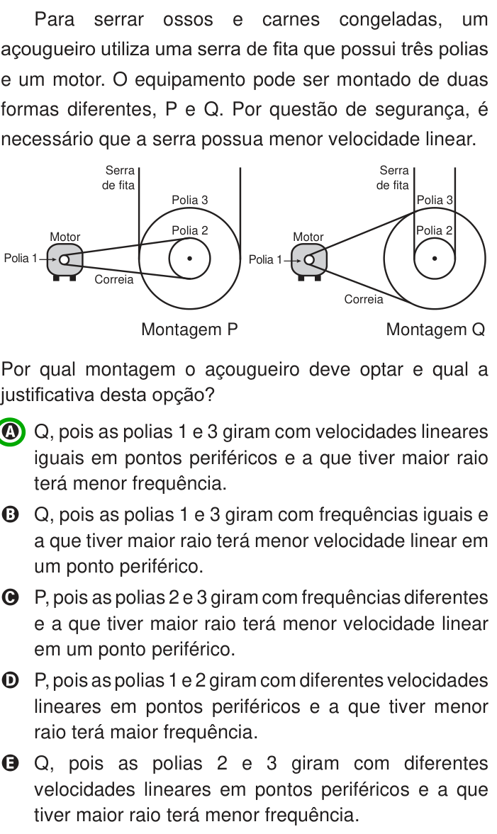 Questão 66 no caderno Azul do ENEM 2013