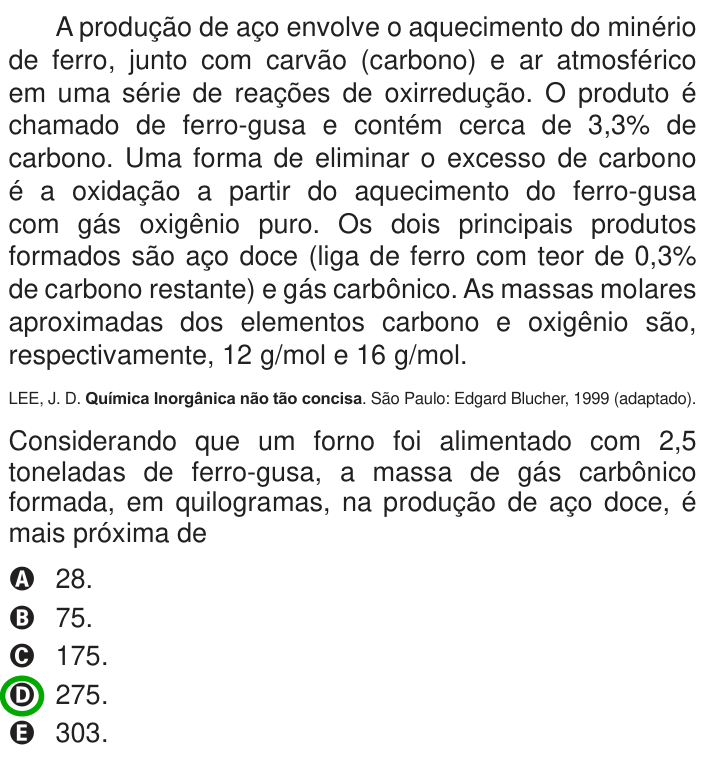 Questão 77 no caderno Azul do ENEM 2013