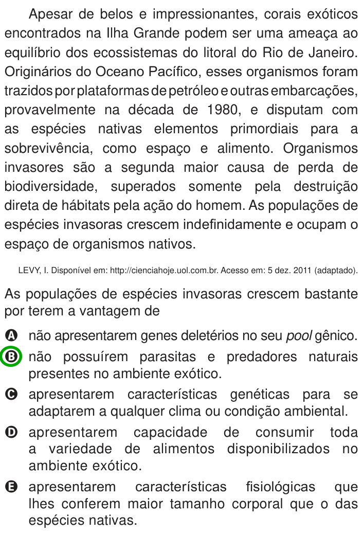 Questão 84 no caderno Azul do ENEM 2013