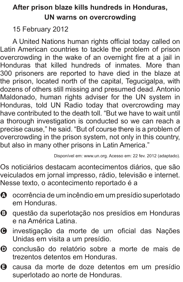 Questão 91 no caderno Azul do ENEM 2013