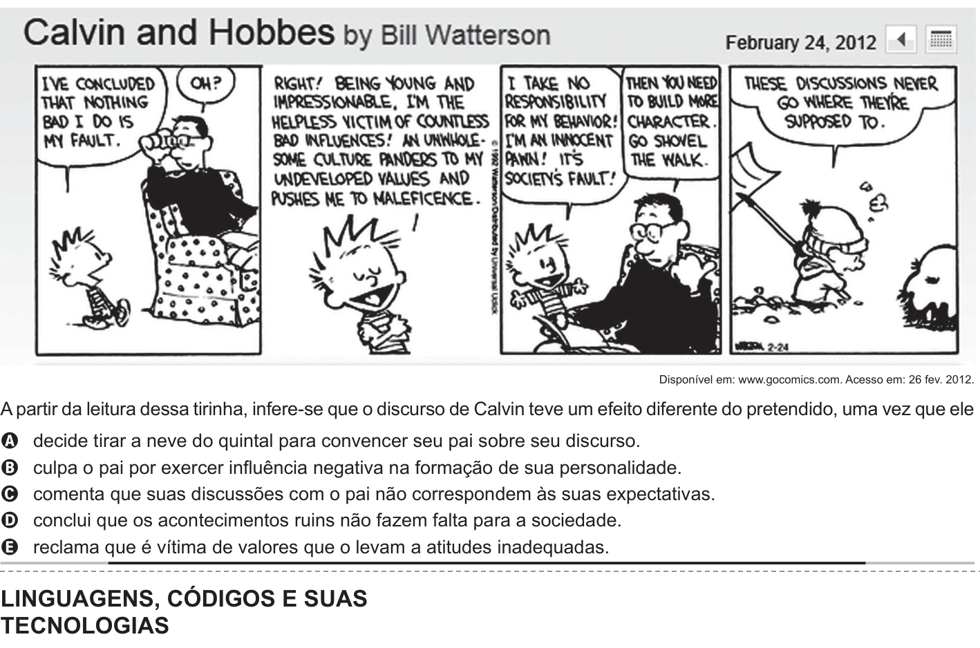 Questão 95 no caderno Azul do ENEM 2013