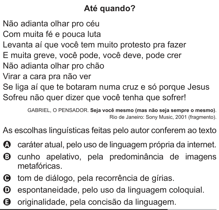 Questão 100 no caderno Azul do ENEM 2013