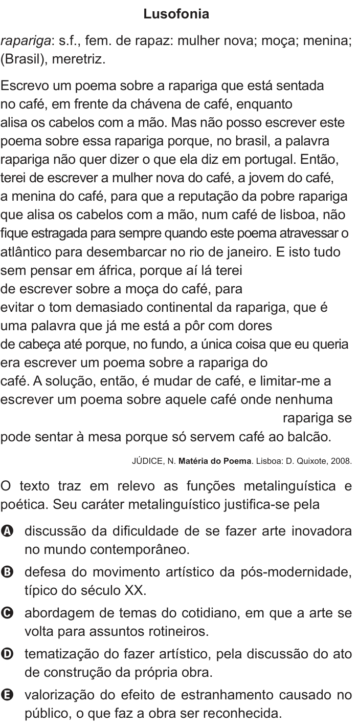 Questão 104 no caderno Azul do ENEM 2013