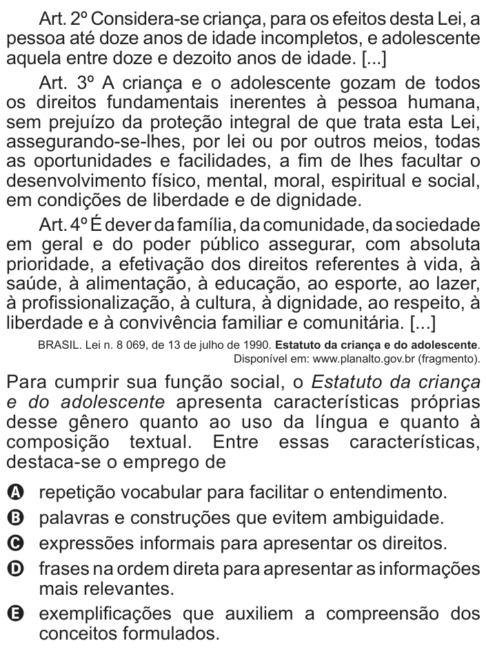 Questão 105 no caderno Azul do ENEM 2013