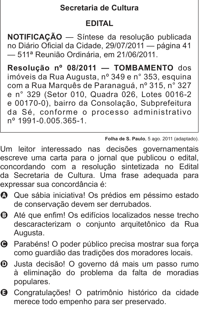 Questão 107 no caderno Azul do ENEM 2013