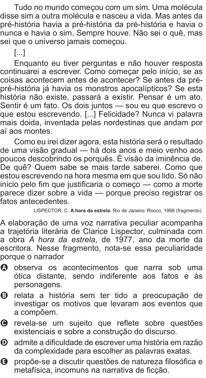 Questão 124 no caderno Azul do ENEM 2013