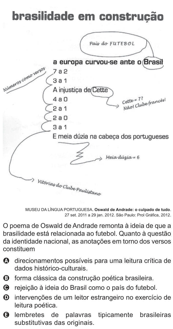 Questão 129 no caderno Azul do ENEM 2013