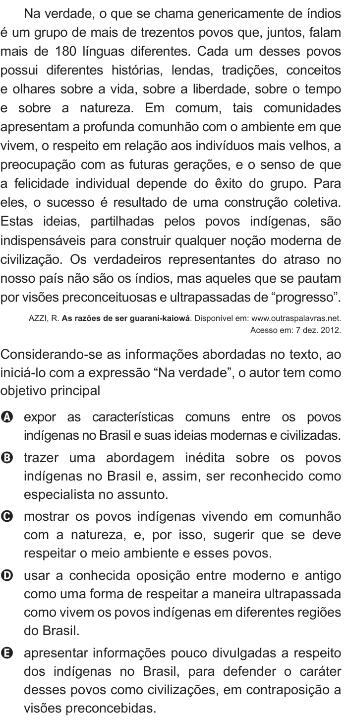 Questão 130 no caderno Azul do ENEM 2013