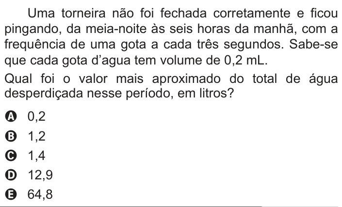 Questão 139 no caderno Azul do ENEM 2013