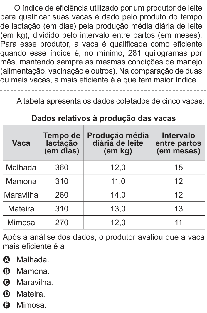 Questão 142 no caderno Azul do ENEM 2013