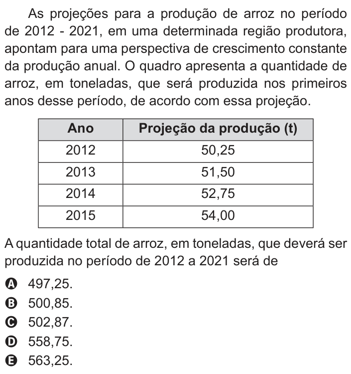 Questão 149 no caderno Azul do ENEM 2013