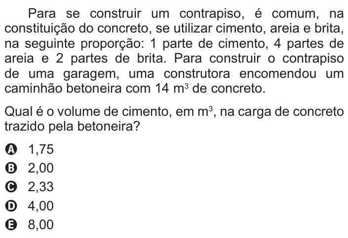 Questão 159 no caderno Azul do ENEM 2013