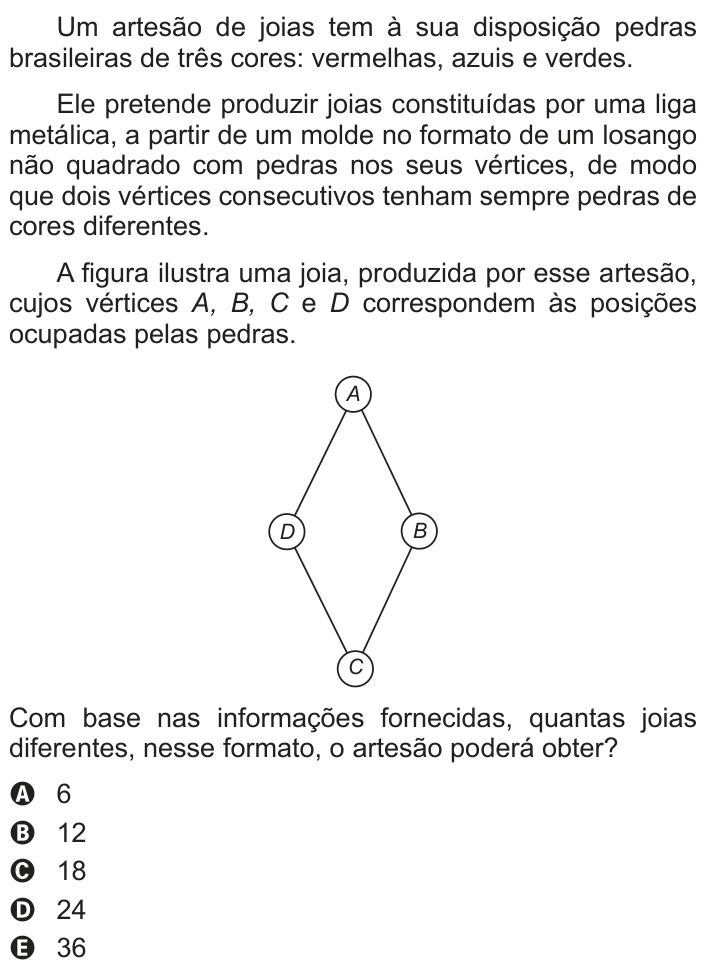 Questão 165 no caderno Azul do ENEM 2013