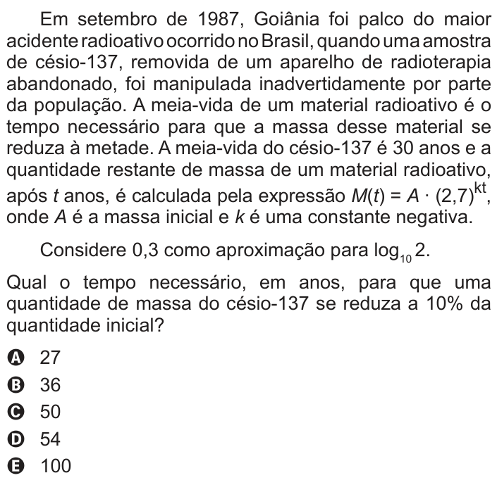 Questão 166 no caderno Azul do ENEM 2013