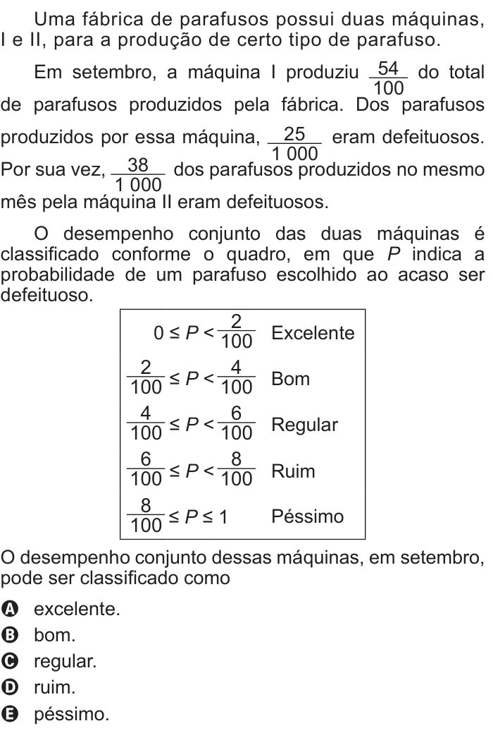 Questão 168 no caderno Azul do ENEM 2013