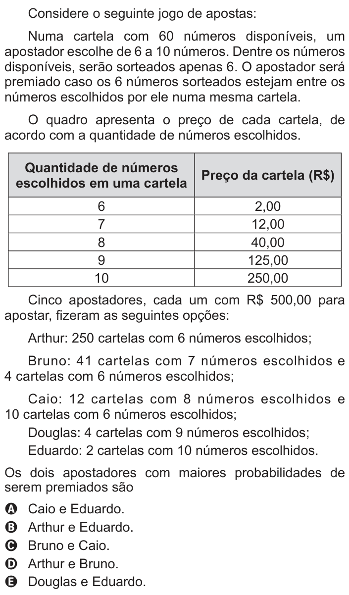 Questão 169 no caderno Azul do ENEM 2013