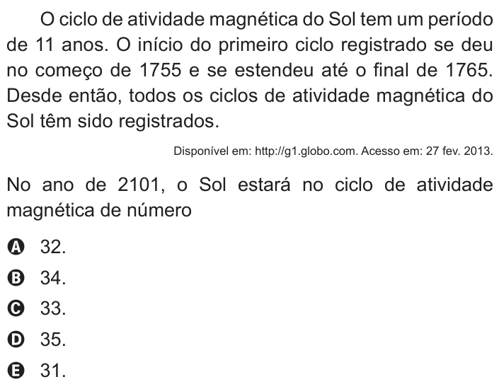 Questão 173 no caderno Azul do ENEM 2013