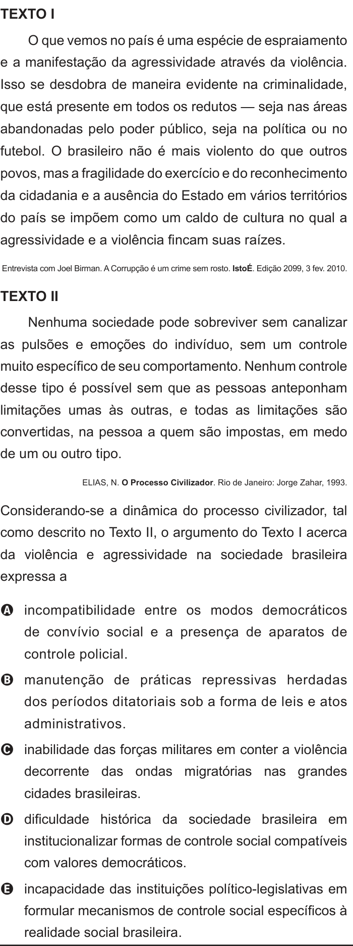 Questão 3 no caderno Azul do ENEM 2012