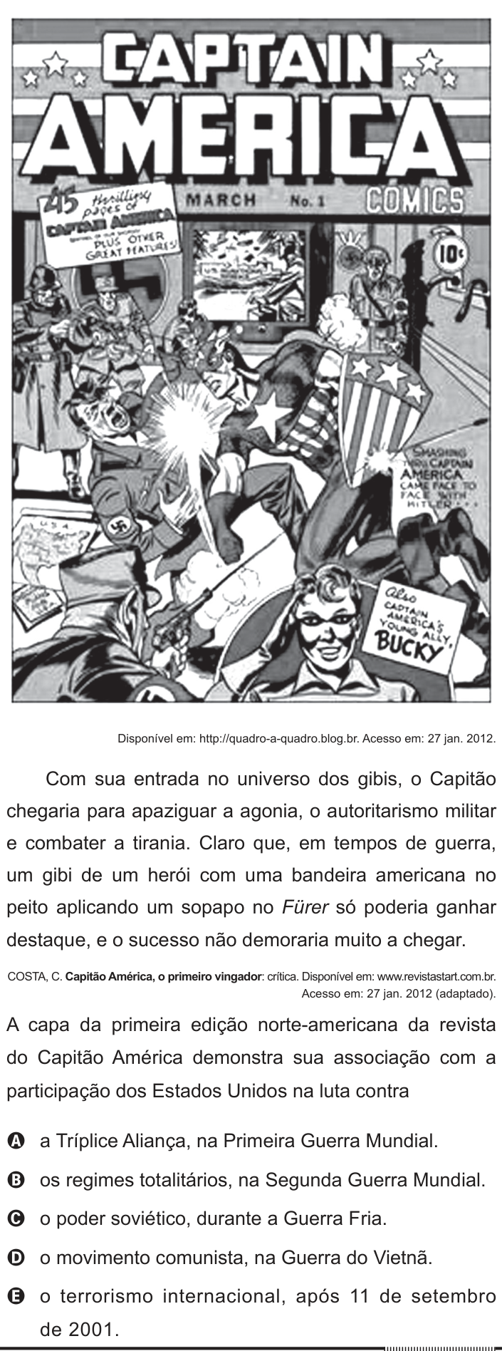 Questão 4 no caderno Azul do ENEM 2012