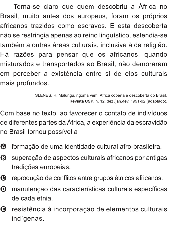 Questão 5 no caderno Azul do ENEM 2012