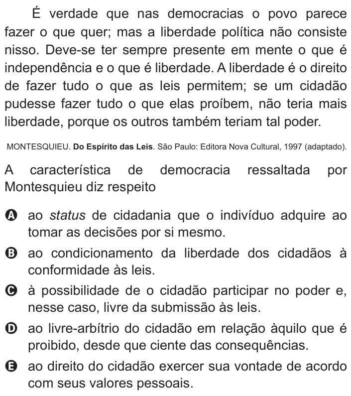 Questão 7 no caderno Azul do ENEM 2012