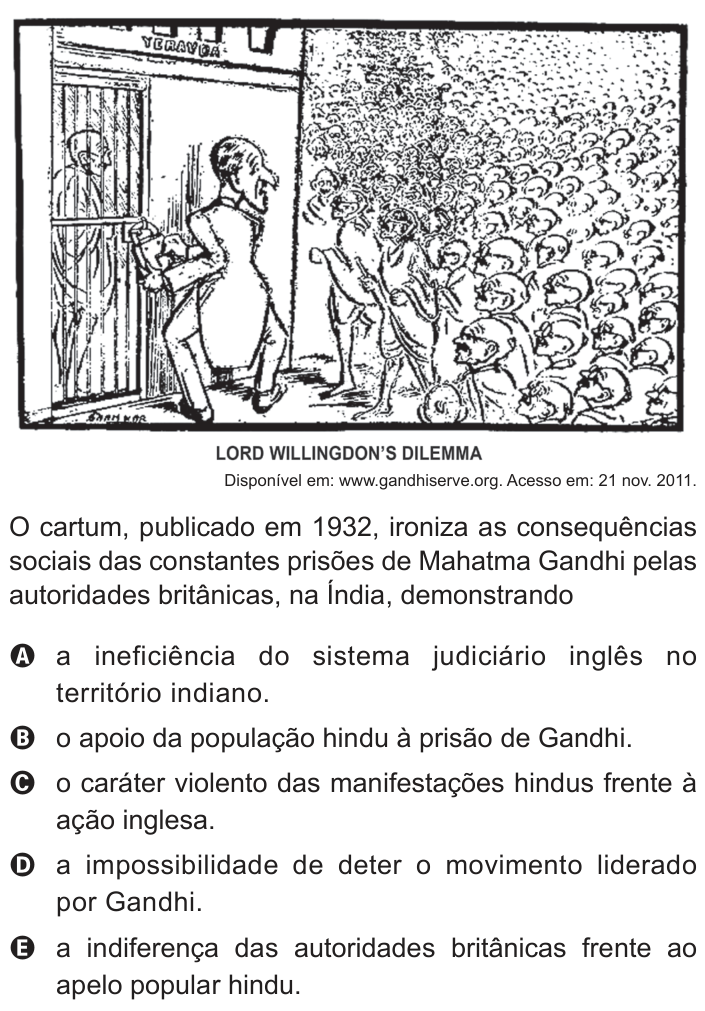 Questão 8 no caderno Azul do ENEM 2012