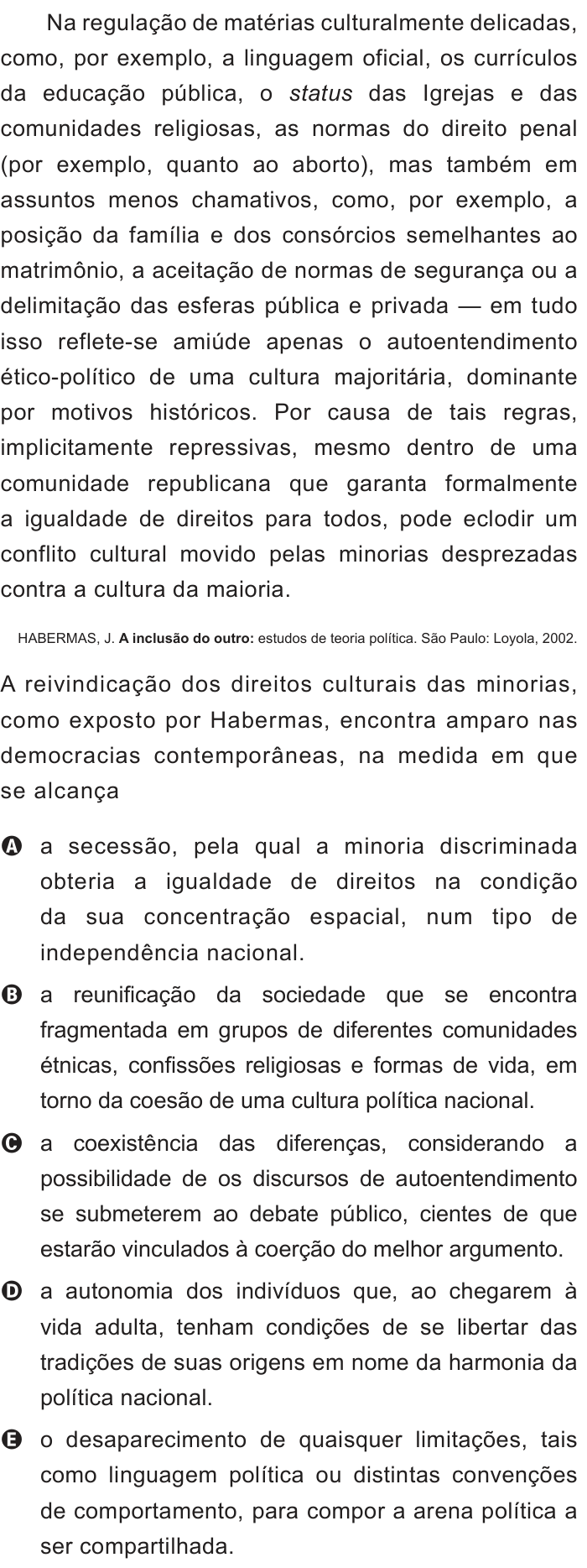 Questão 9 no caderno Azul do ENEM 2012