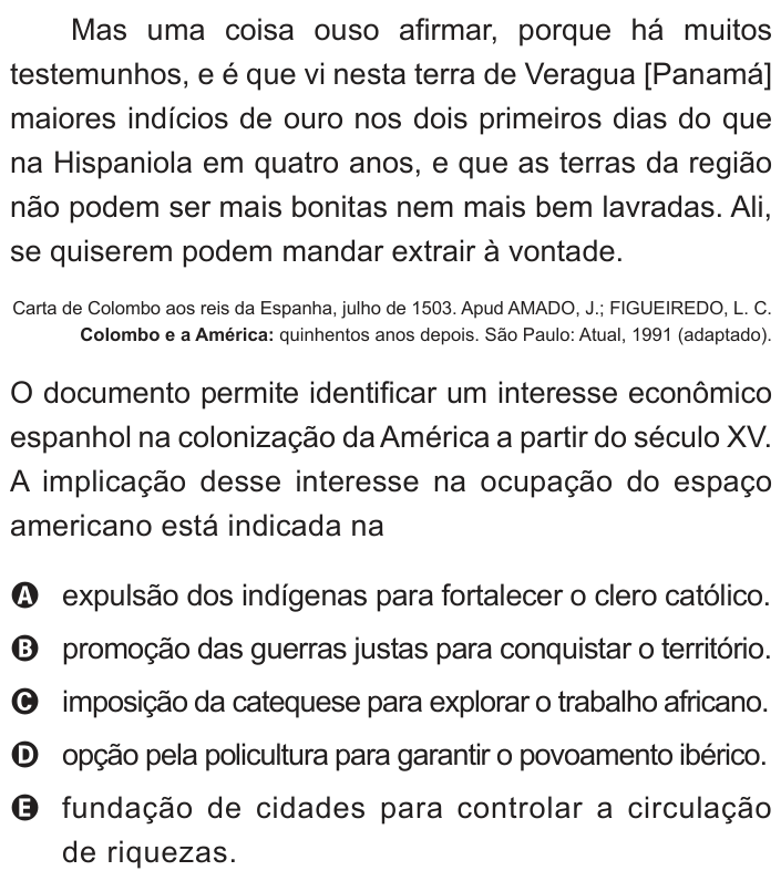 Questão 10 no caderno Azul do ENEM 2012