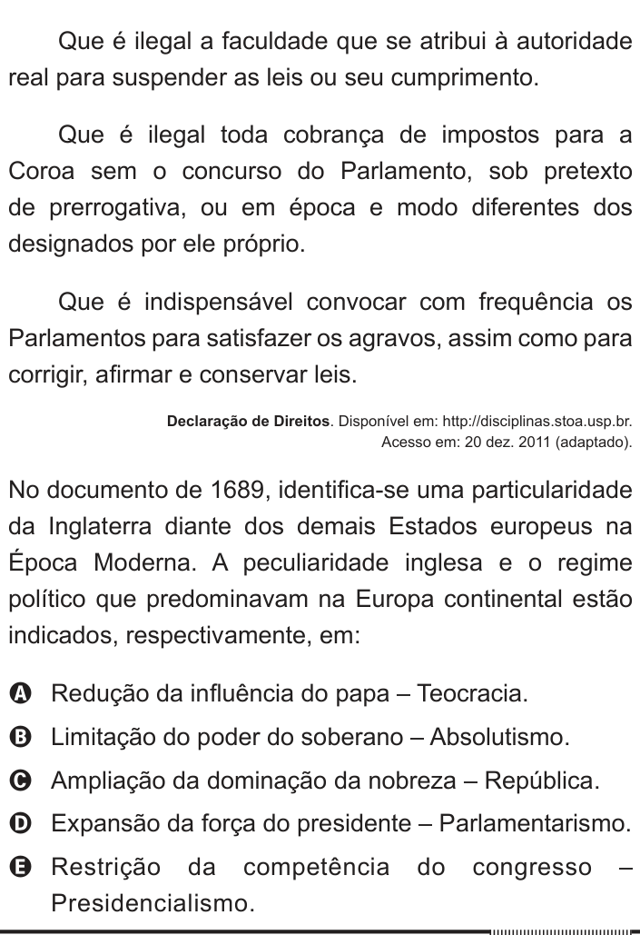 Questão 11 no caderno Azul do ENEM 2012