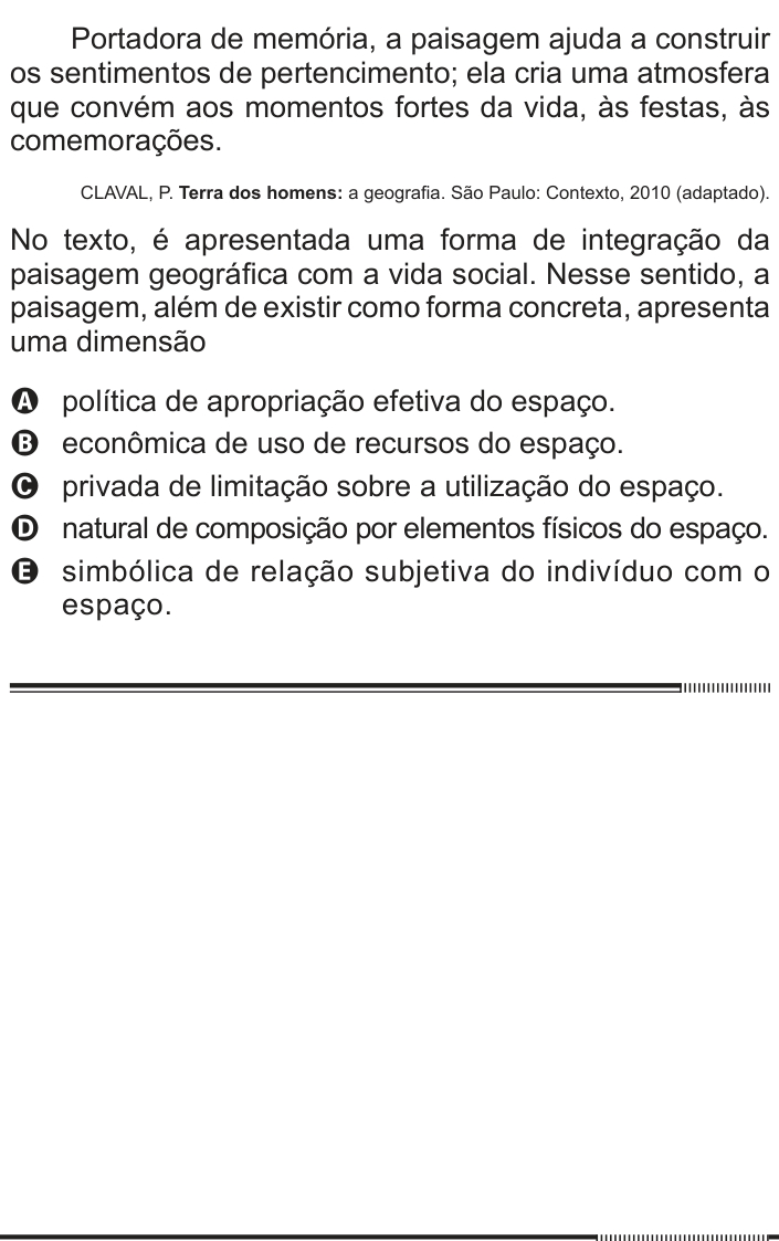 Questão 18 no caderno Azul do ENEM 2012