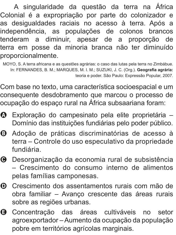 Questão 20 no caderno Azul do ENEM 2012