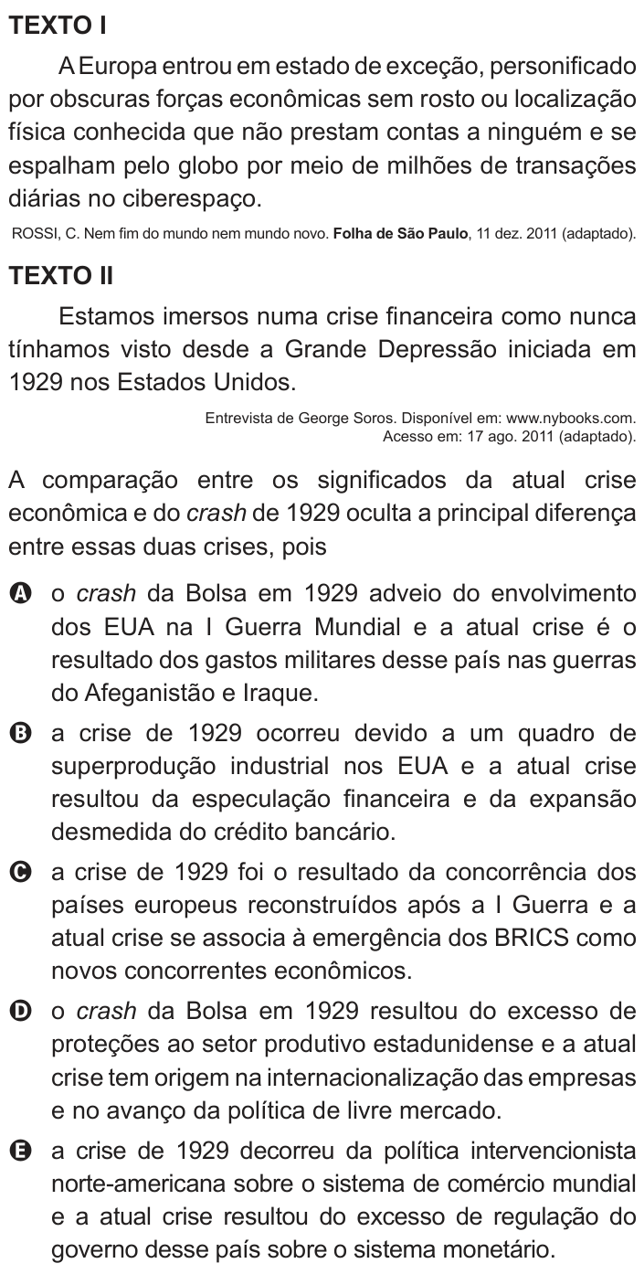 Questão 21 no caderno Azul do ENEM 2012