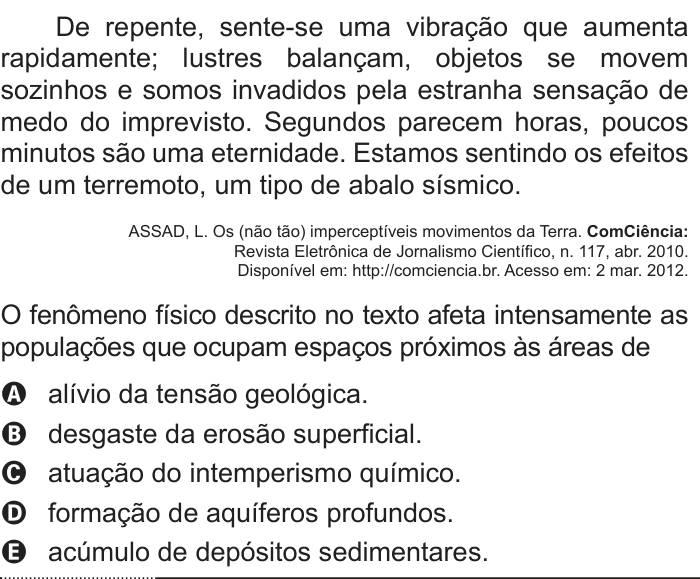 Questão 29 no caderno Azul do ENEM 2012