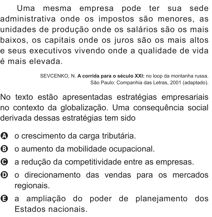Questão 33 no caderno Azul do ENEM 2012