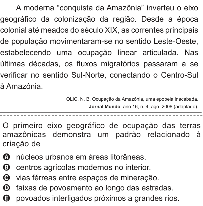 Questão 34 no caderno Azul do ENEM 2012