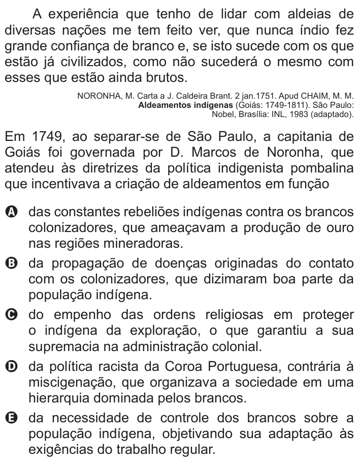 Questão 35 no caderno Azul do ENEM 2012