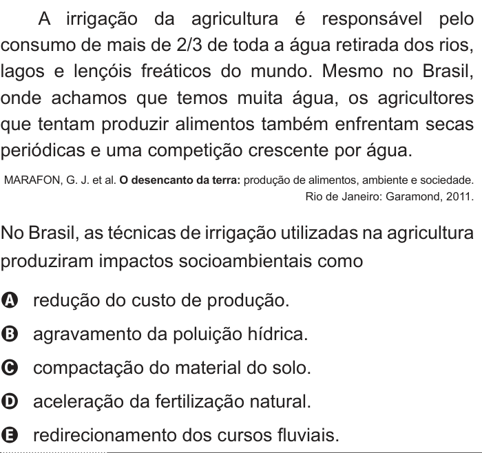 Questão 38 no caderno Azul do ENEM 2012