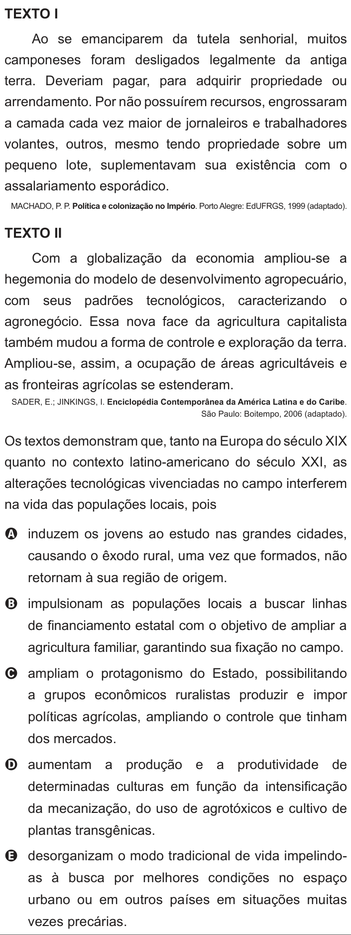 Questão 39 no caderno Azul do ENEM 2012