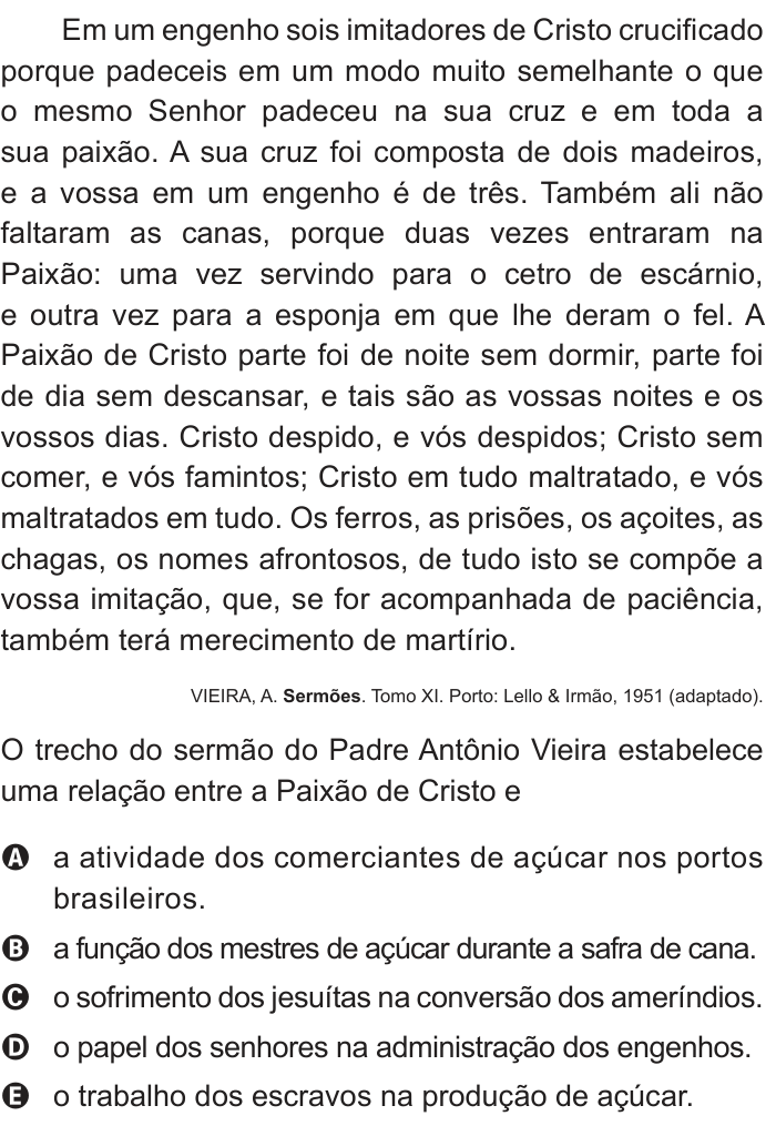 Questão 40 no caderno Azul do ENEM 2012