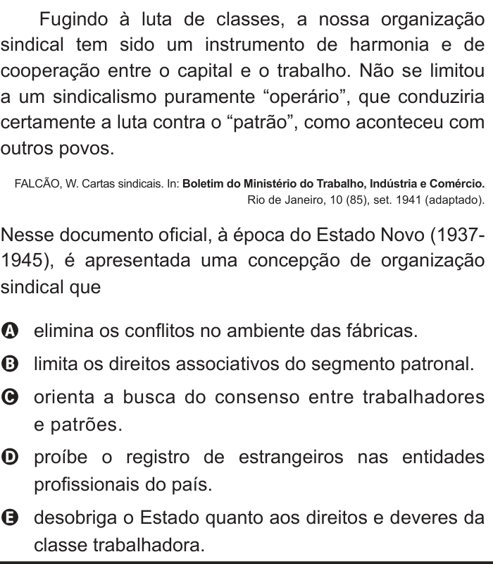Questão 41 no caderno Azul do ENEM 2012
