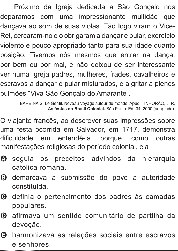 Questão 44 no caderno Azul do ENEM 2012