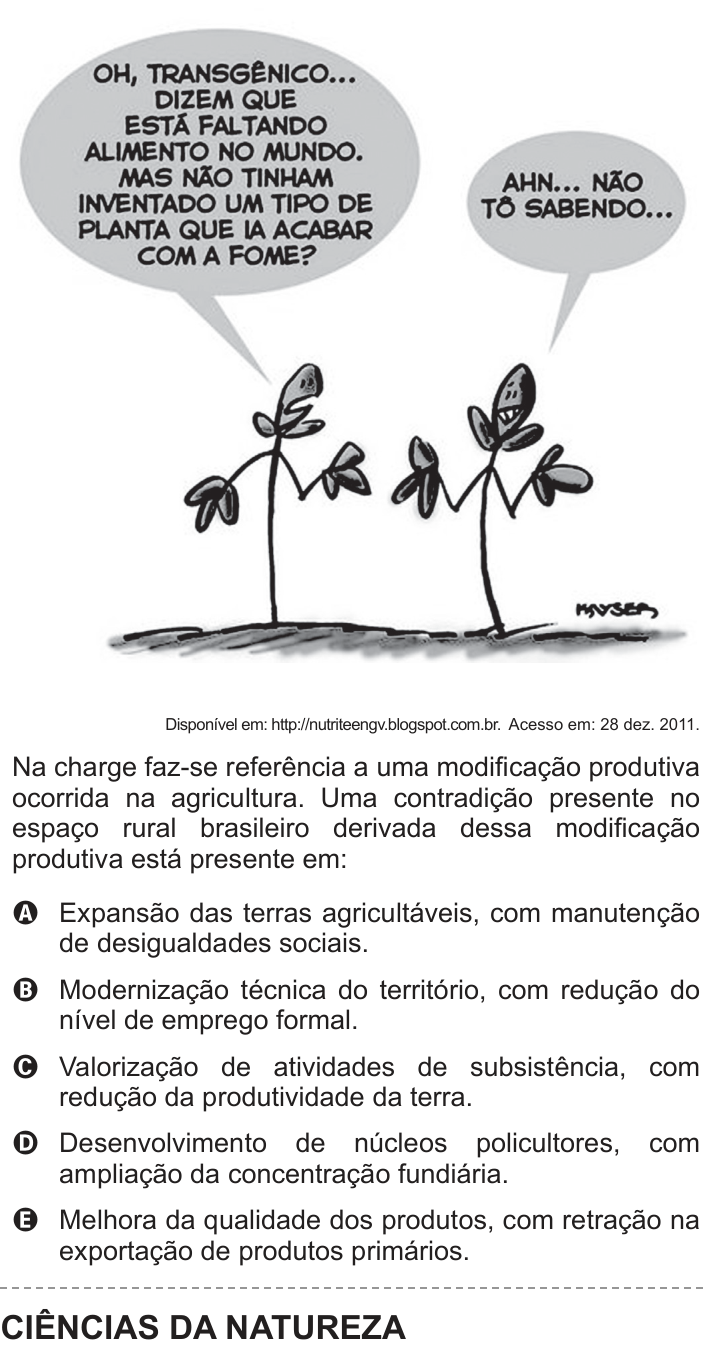 Questão 45 no caderno Azul do ENEM 2012