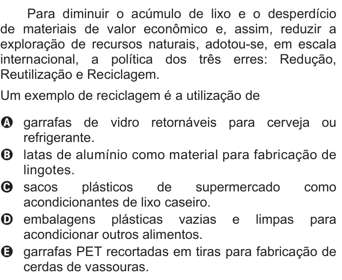 Questão 46 no caderno Azul do ENEM 2012