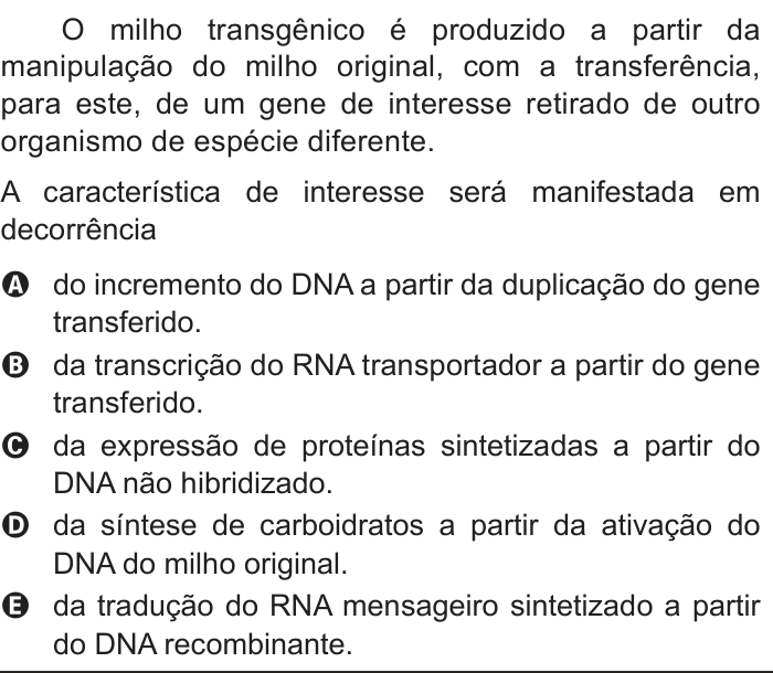Questão 48 no caderno Azul do ENEM 2012