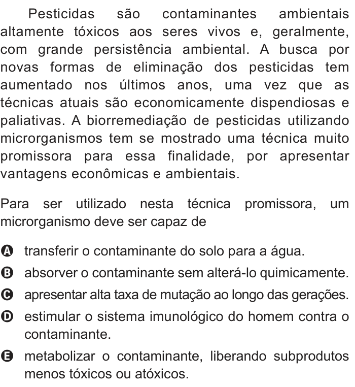 Questão 51 no caderno Azul do ENEM 2012