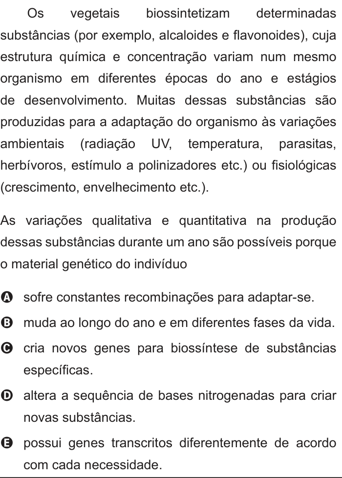 Questão 65 no caderno Azul do ENEM 2012